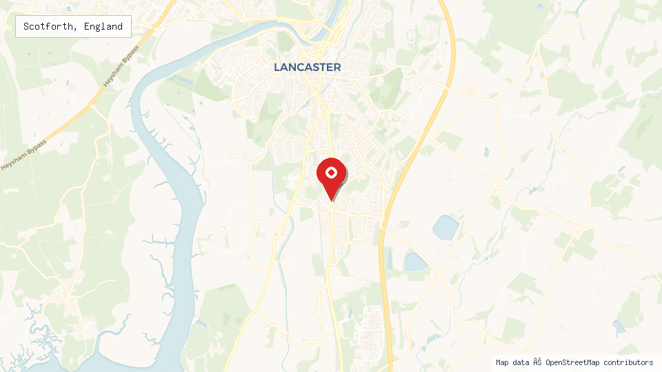 Street map of Scotforth, England with location pin
