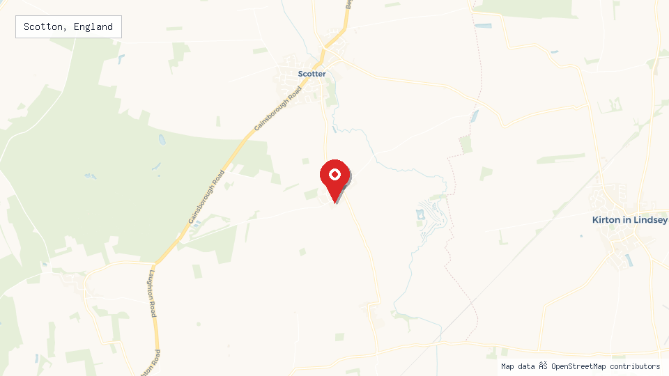 Street map of Scotton, England with location pin