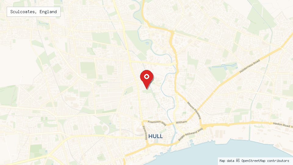 Street map of Sculcoates, England with location pin