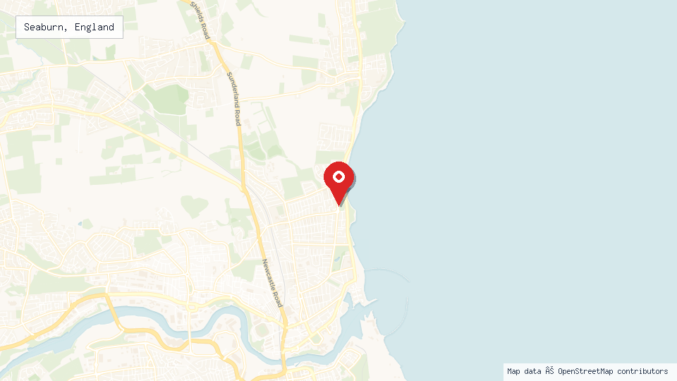Street map of Seaburn, England with location pin