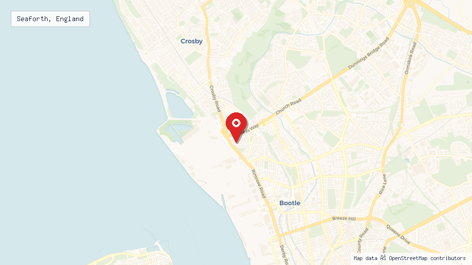 Street map of Seaforth, England with location pin