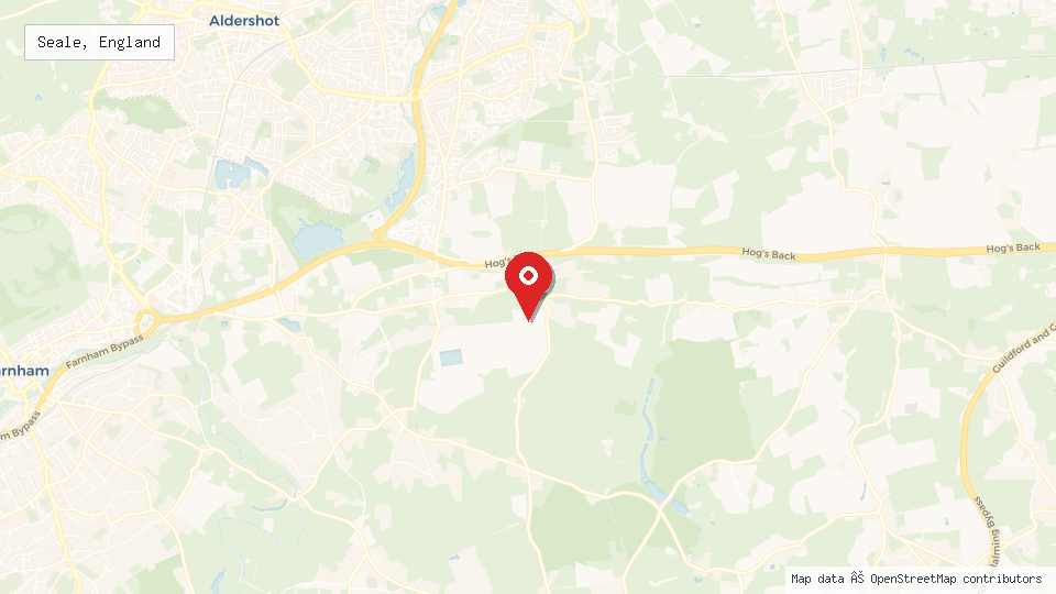 Street map of Seale, England with location pin