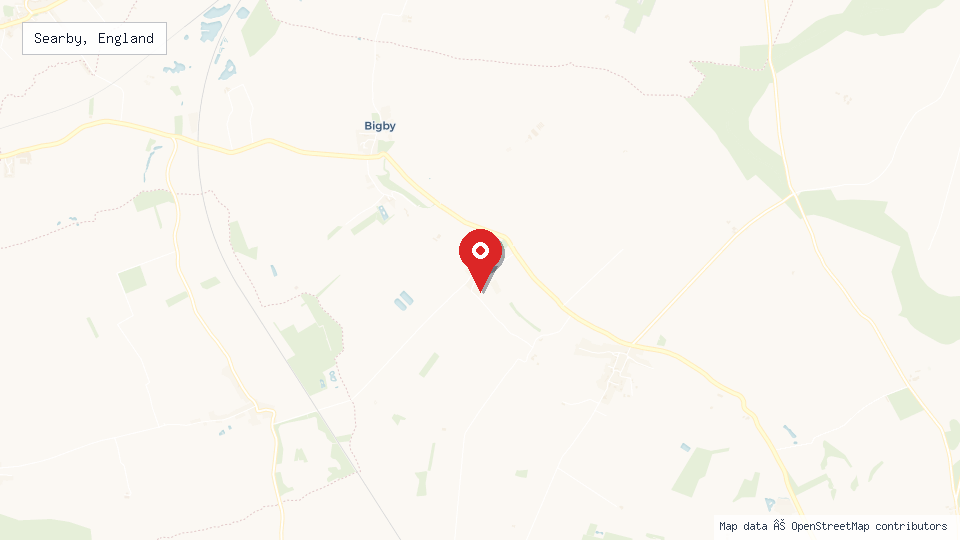 Street map of Searby, England with location pin