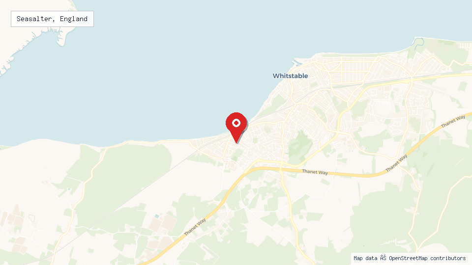 Street map of Seasalter, England with location pin
