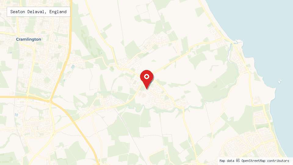 Street map of Seaton Delaval, England with location pin