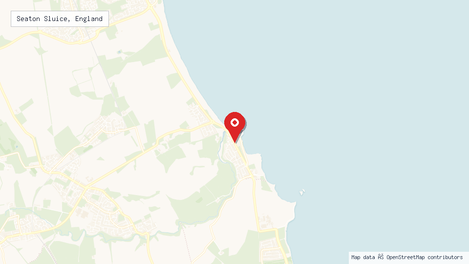 Street map of Seaton Sluice, England with location pin