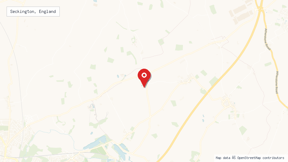 Street map of Seckington, England with location pin
