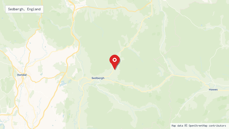 Street map of Sedbergh, England with location pin