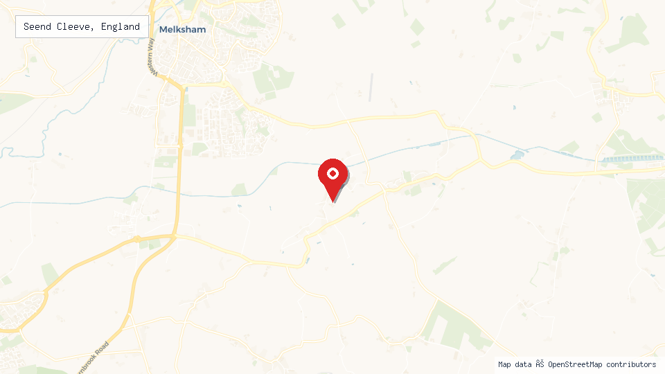 Street map of Seend Cleeve, England with location pin