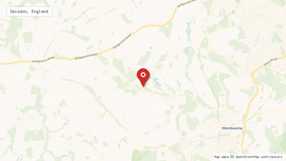 Street map of Seisdon, England with location pin