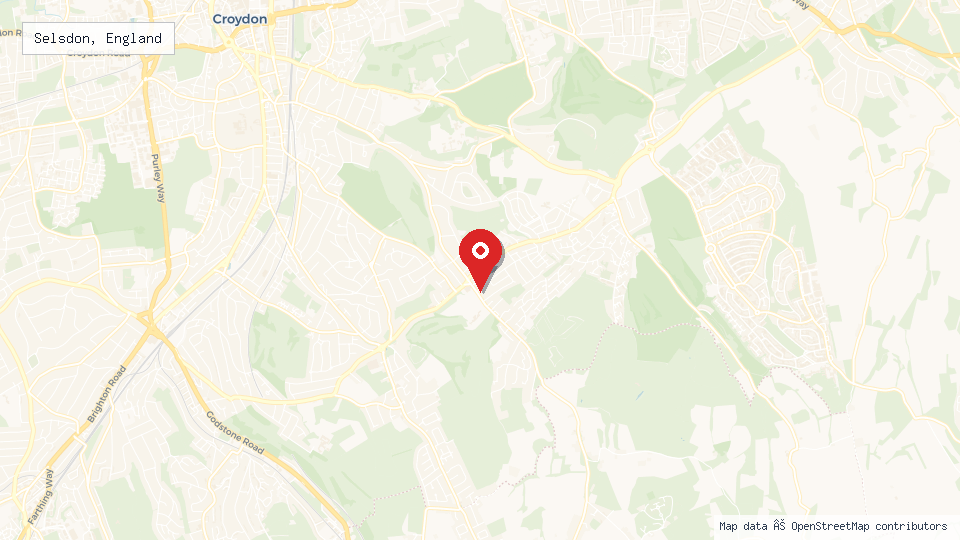 Street map of Selsdon, England with location pin