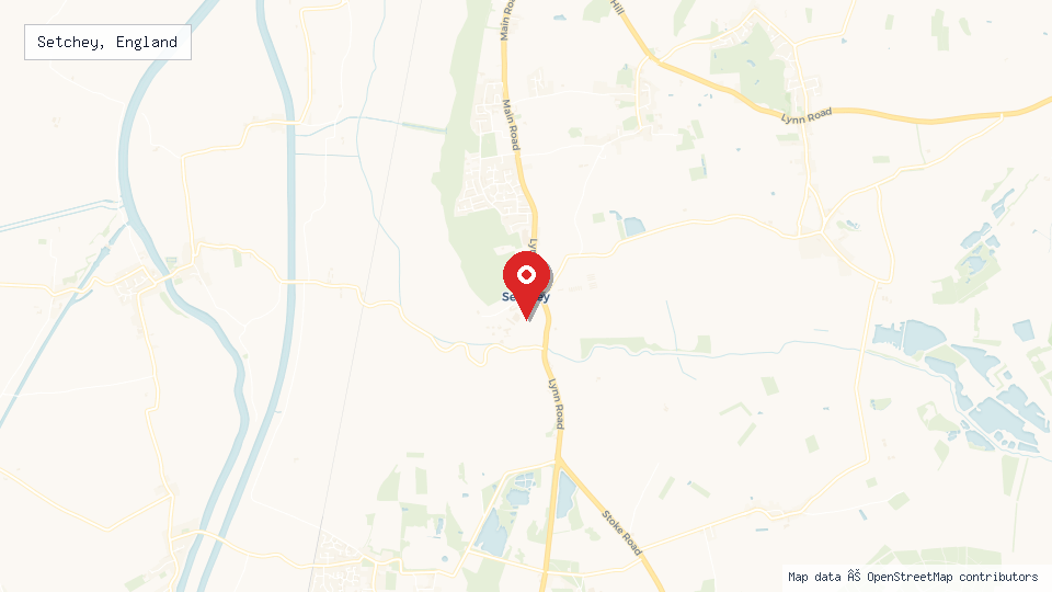 Street map of Setchey, England with location pin