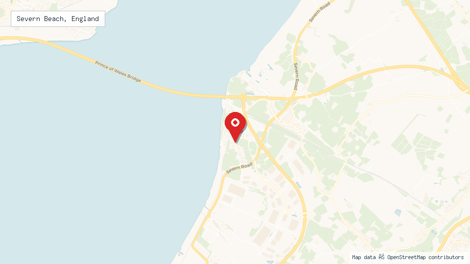 Street map of Severn Beach, England with location pin