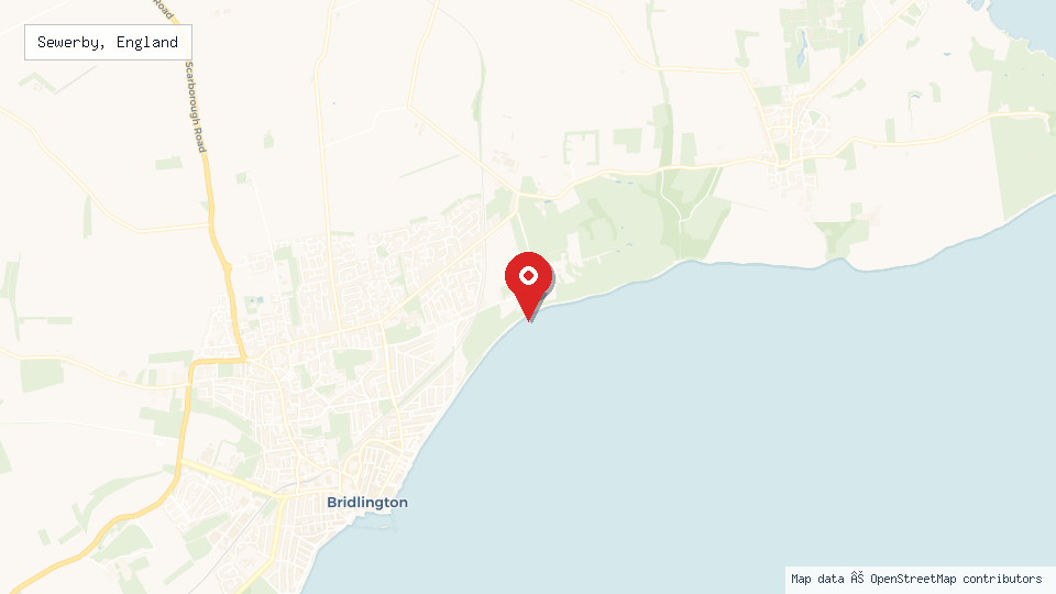 Street map of Sewerby, England with location pin