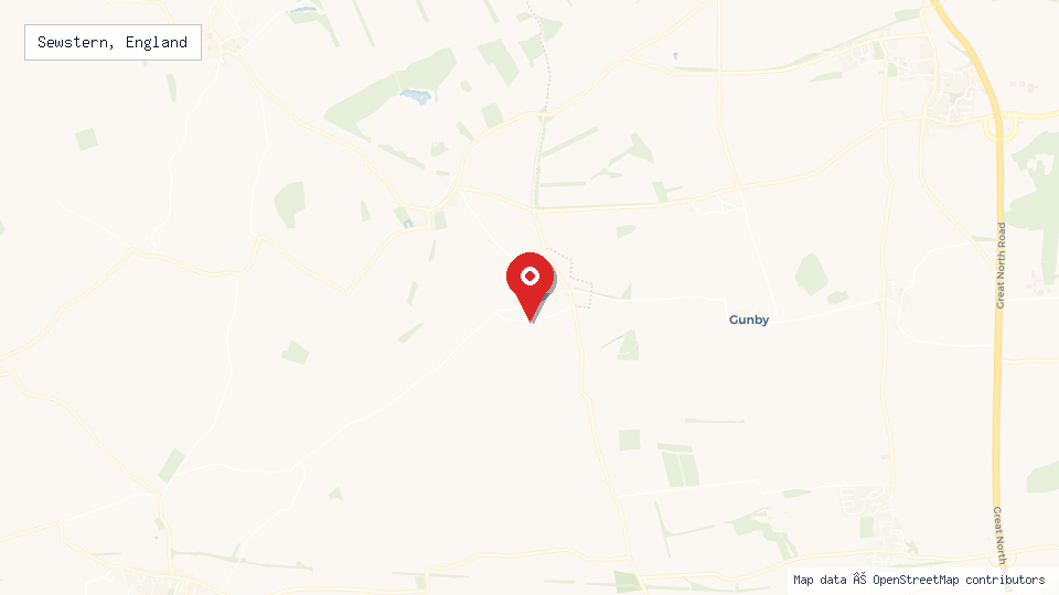 Street map of Sewstern, England with location pin