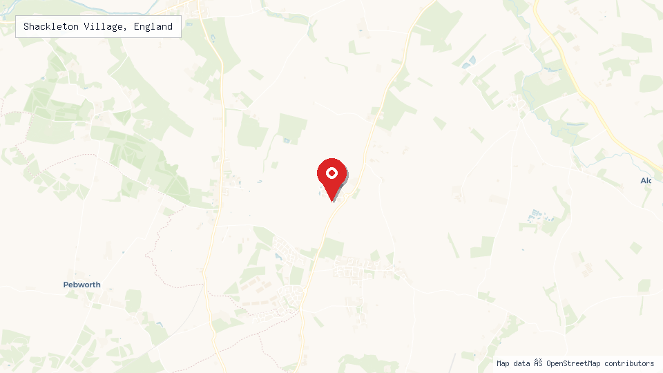 Street map of Shackleton Village, England with location pin