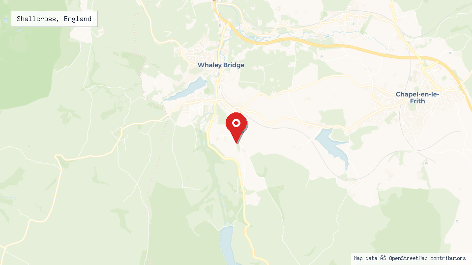 Street map of Shallcross, England with location pin