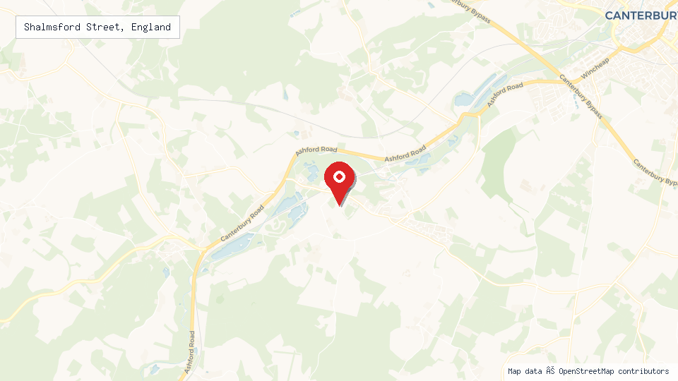 Street map of Shalmsford Street, England with location pin