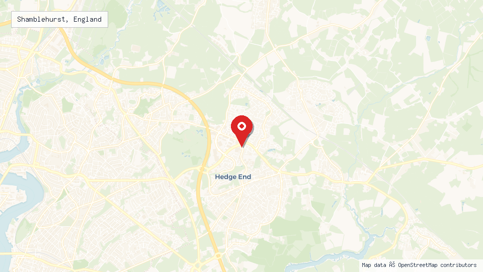 Street map of Shamblehurst, England with location pin