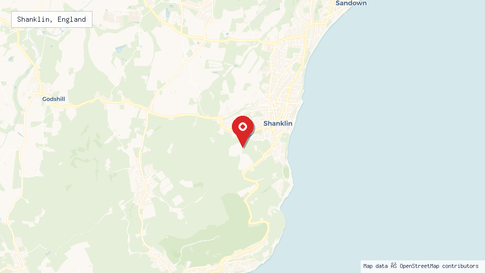 Street map of Shanklin, England with location pin