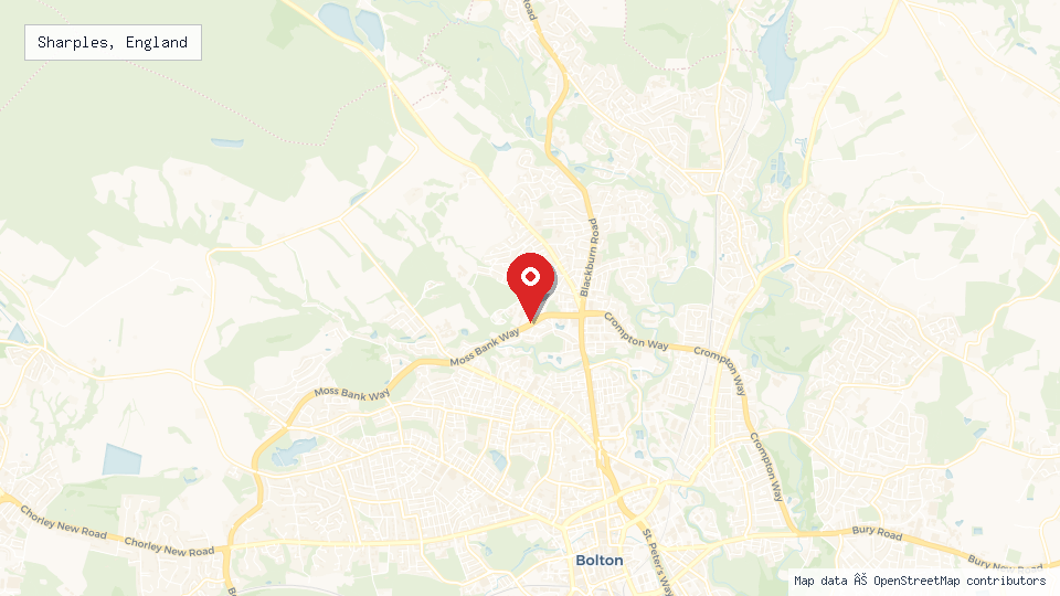 Street map of Sharples, England with location pin