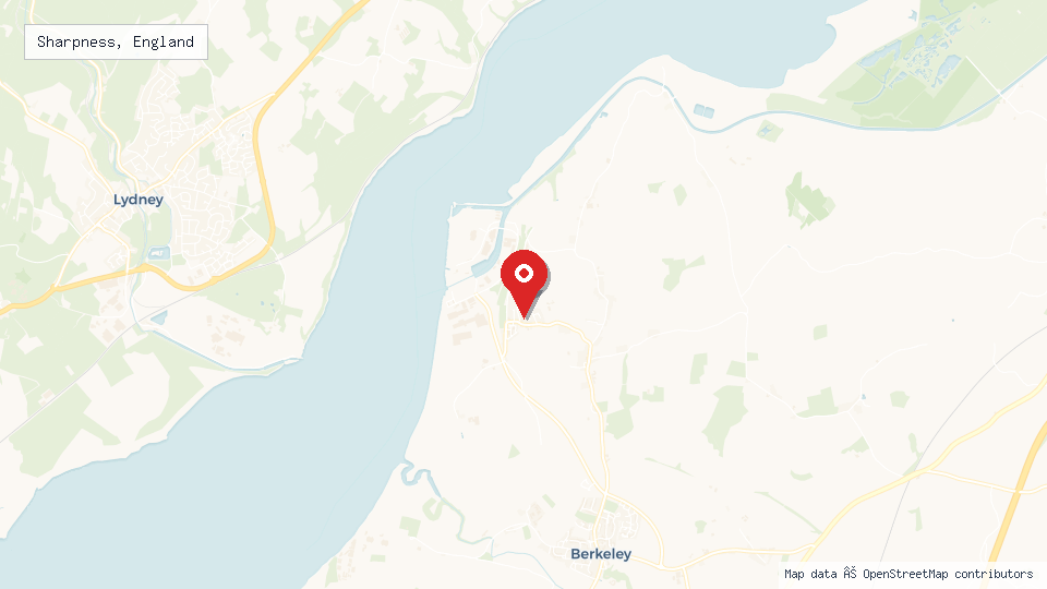 Street map of Sharpness, England with location pin