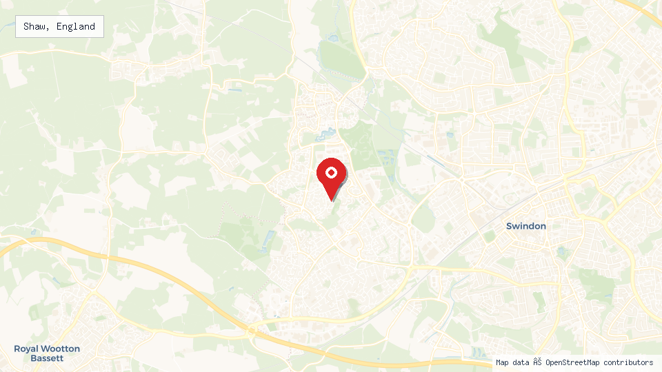 Street map of Shaw, England with location pin