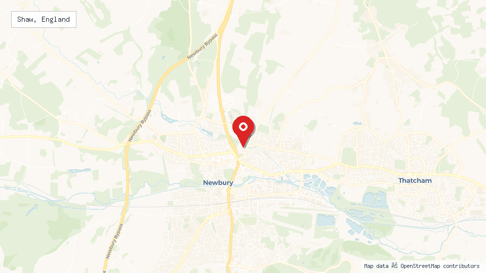 Street map of Shaw, England with location pin
