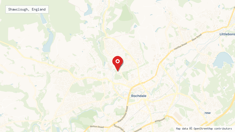 Street map of Shawclough, England with location pin