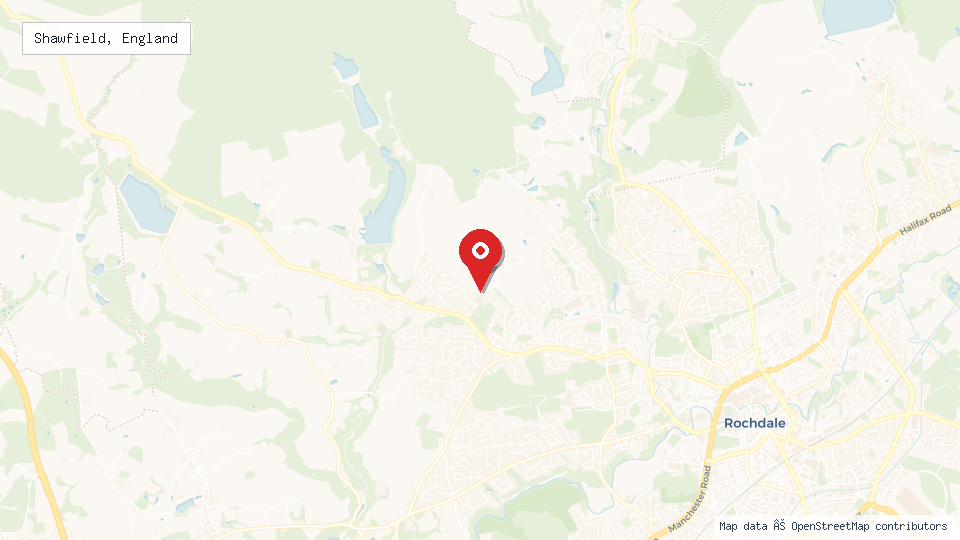 Street map of Shawfield, England with location pin