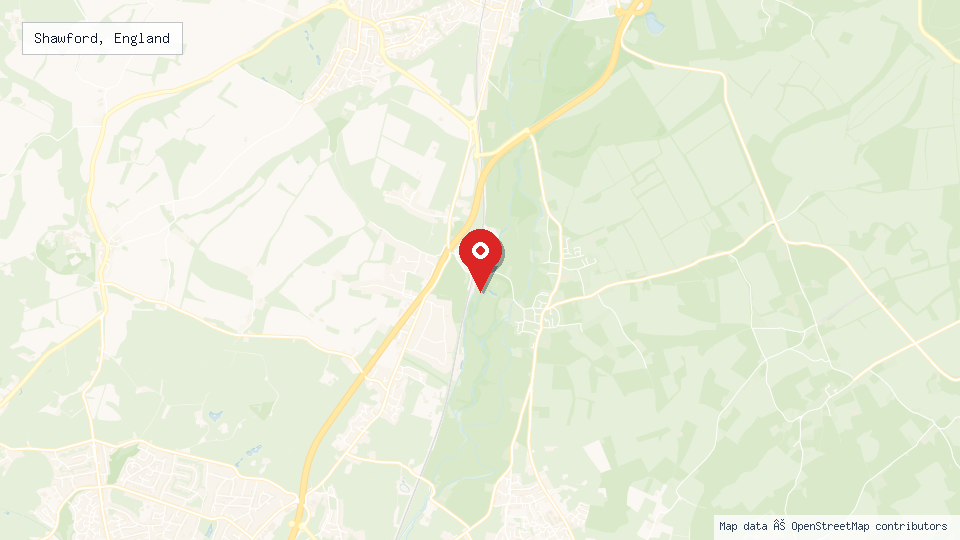 Street map of Shawford, England with location pin
