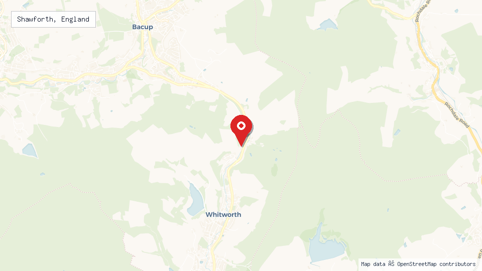 Street map of Shawforth, England with location pin
