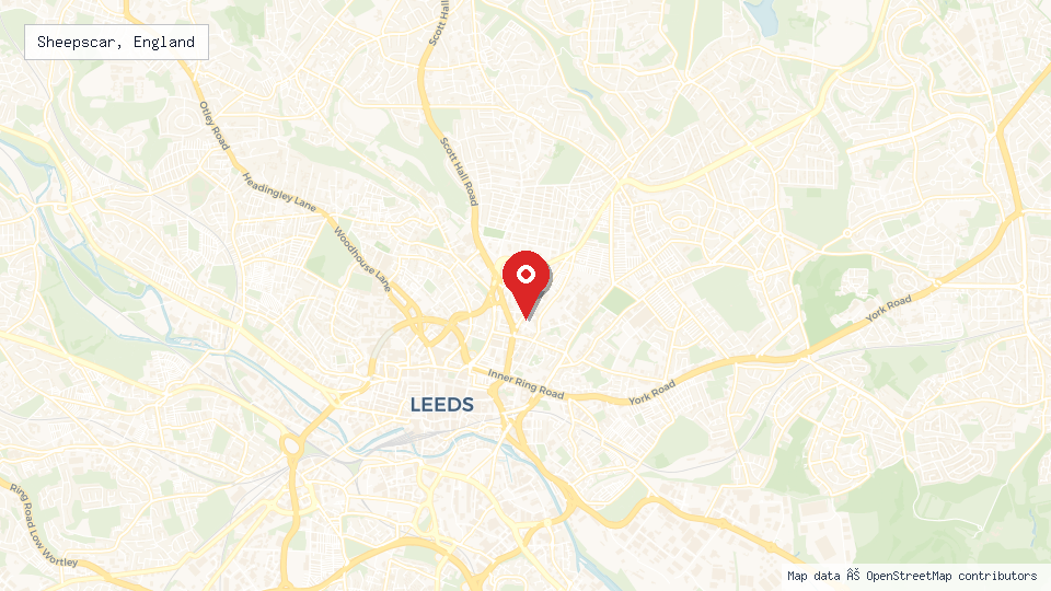 Street map of Sheepscar, England with location pin