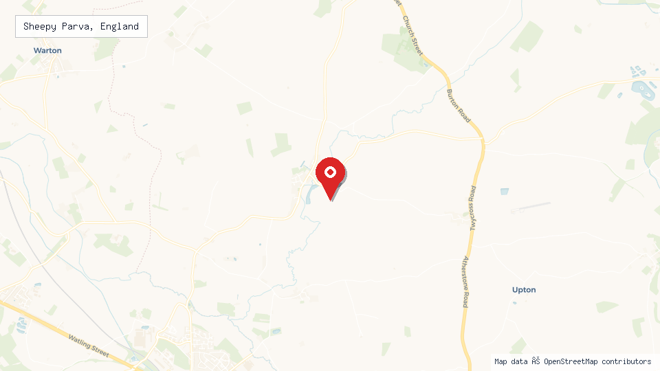 Street map of Sheepy Parva, England with location pin
