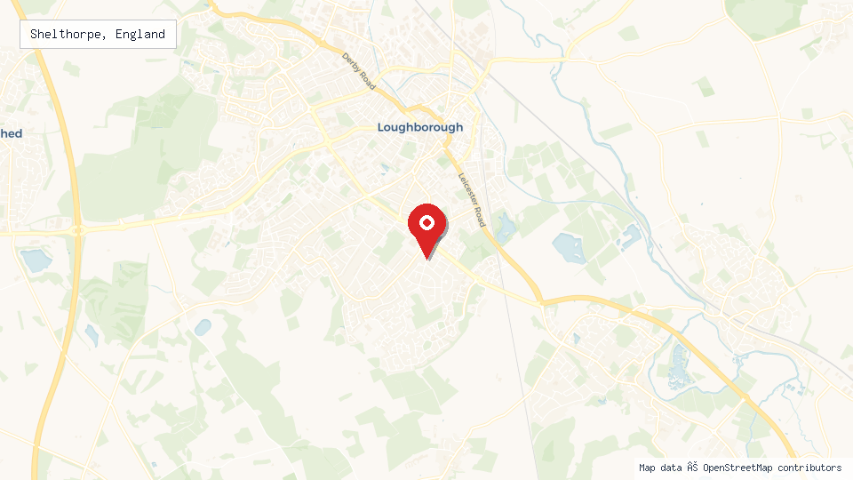 Street map of Shelthorpe, England with location pin