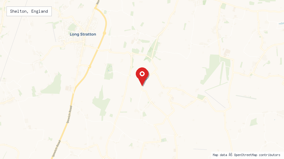 Street map of Shelton, England with location pin