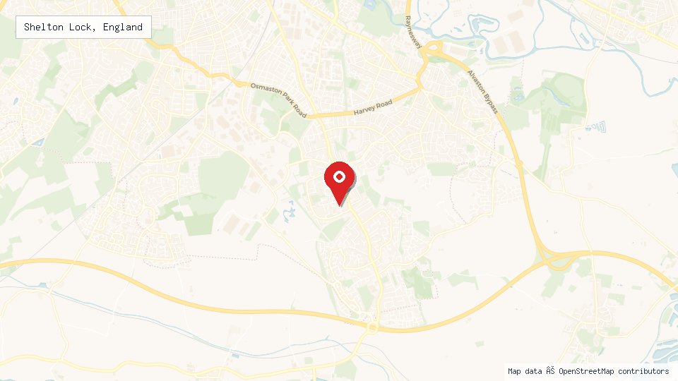 Street map of Shelton Lock, England with location pin