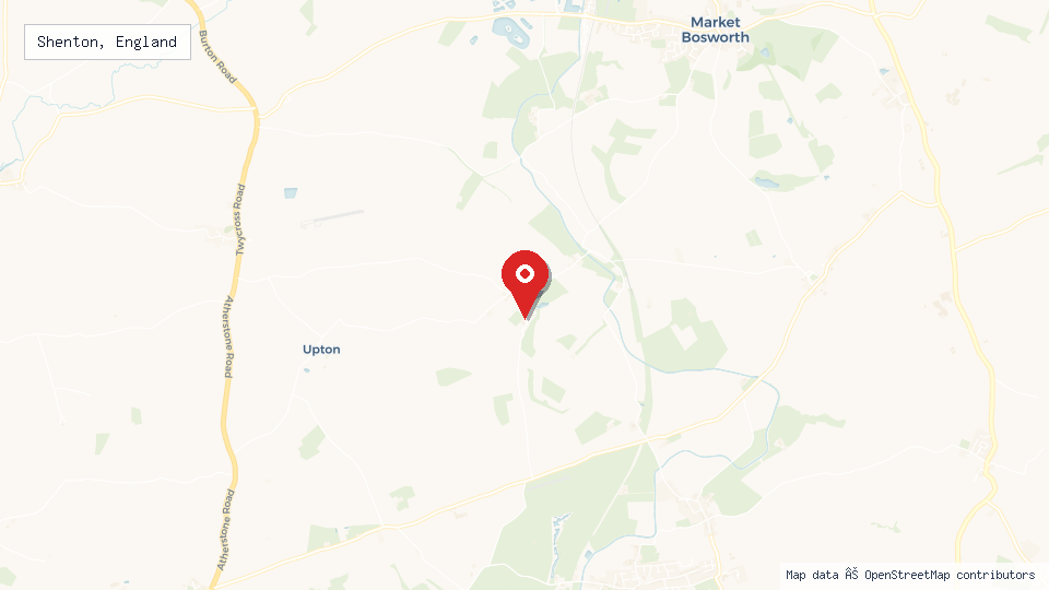 Street map of Shenton, England with location pin