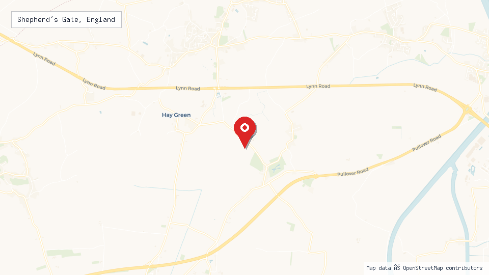 Street map of Shepherd's Gate, England with location pin