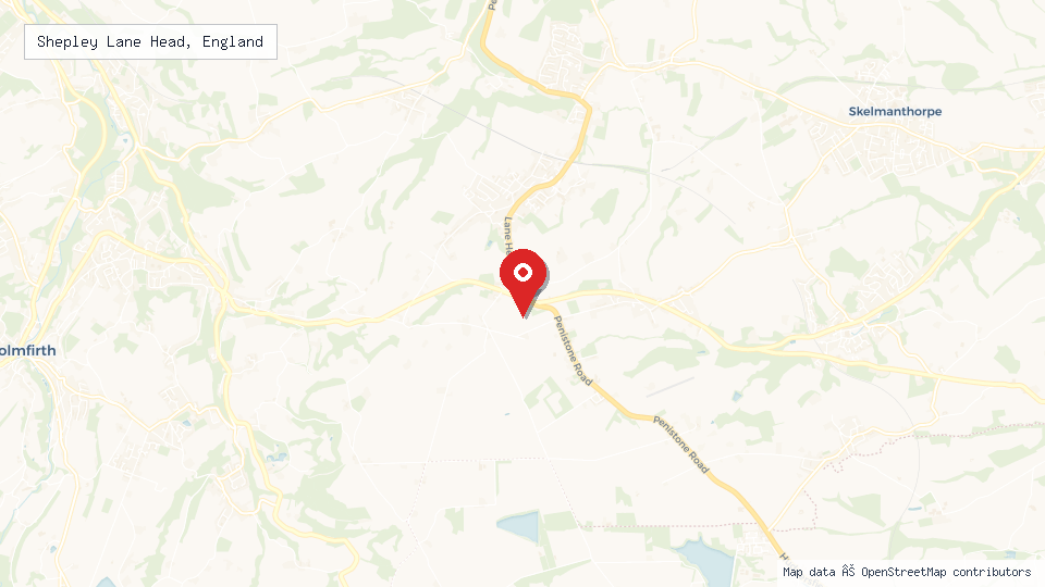 Street map of Shepley Lane Head, England with location pin