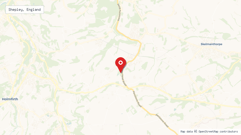 Street map of Shepley, England with location pin