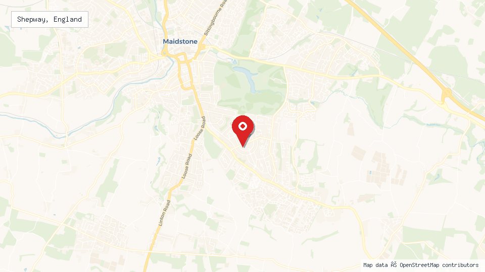 Street map of Shepway, England with location pin