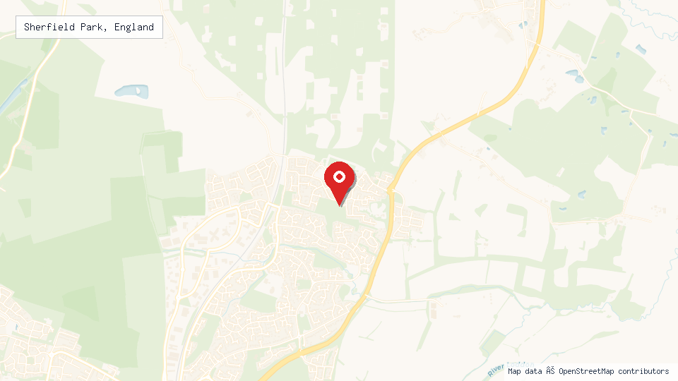 Street map of Sherfield Park, England with location pin