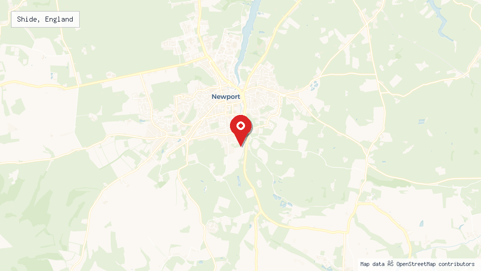 Street map of Shide, England with location pin