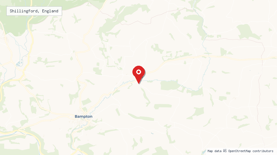 Street map of Shillingford, England with location pin