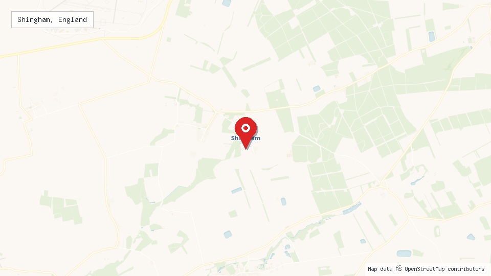 Street map of Shingham, England with location pin