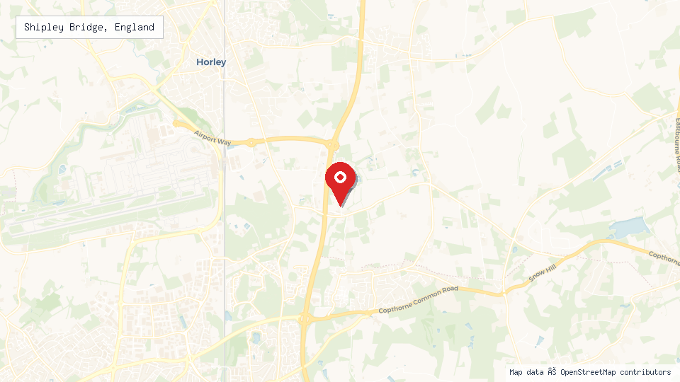 Street map of Shipley Bridge, England with location pin