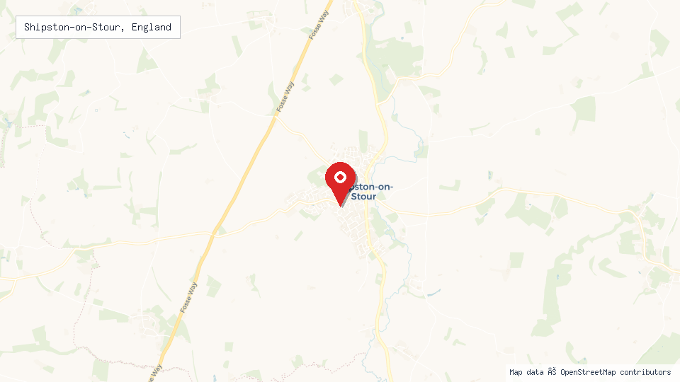 Street map of Shipston-on-Stour, England with location pin