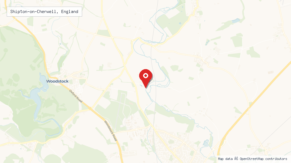 Street map of Shipton-on-Cherwell, England with location pin