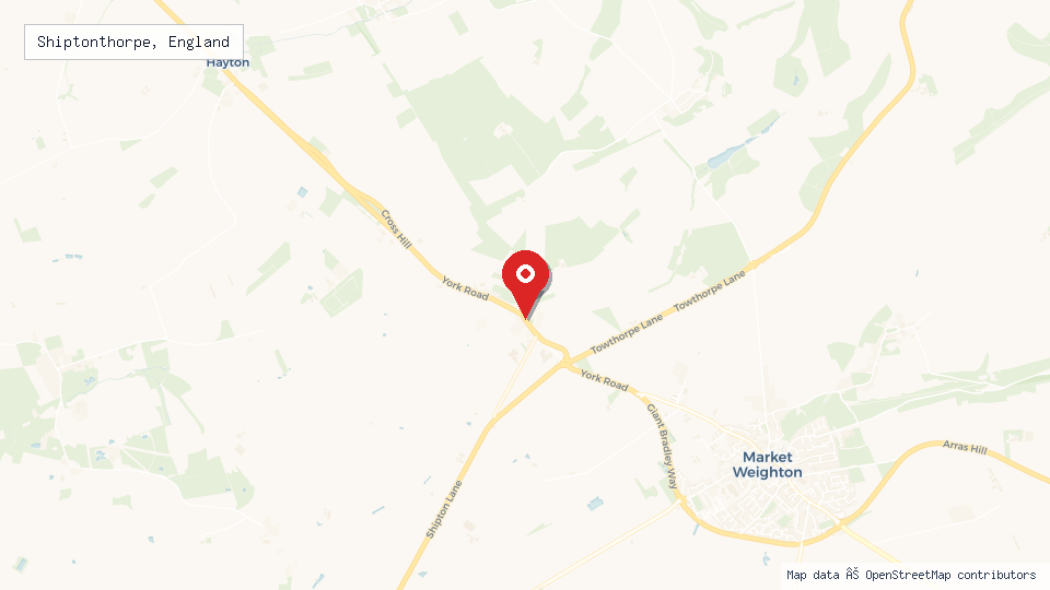Street map of Shiptonthorpe, England with location pin
